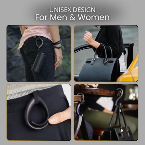 EMBRACE Purse Hook Hanger – Lightweight, Durable Teardrop S Hooks | Bag Clip Holds 22 lb Bags, Backpacks | Purse Charms for Women, Men | Caviar & Teak Colour - color: caviar/teak