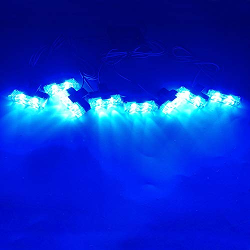 Blue 16LED Grille Strobe Lights Dash Deck Visor Police Flash Lights Car Truck Ambulance Emergency Warning Strobe Lights With Remote Control Wireless 12V - color: blue, size: 8 in 1