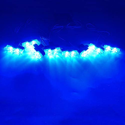 Blue 16LED Grille Strobe Lights Dash Deck Visor Police Flash Lights Car Truck Ambulance Emergency Warning Strobe Lights With Remote Control Wireless 12V - color: blue, size: 8 in 1