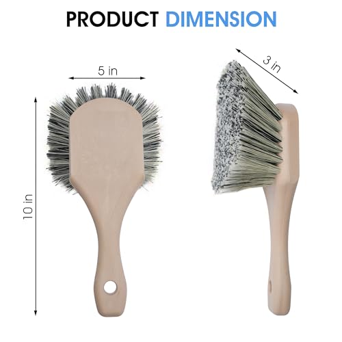 Nanoskin Professional 8.5-Inch Gentle Surface Cleaning Brush with Durable Salt & Pepper Polystyrene Bristles, Compact Short Handle, Resistant to Acids/Detergents, Perfect for Car Detailing & Home Use - size: 8.5"