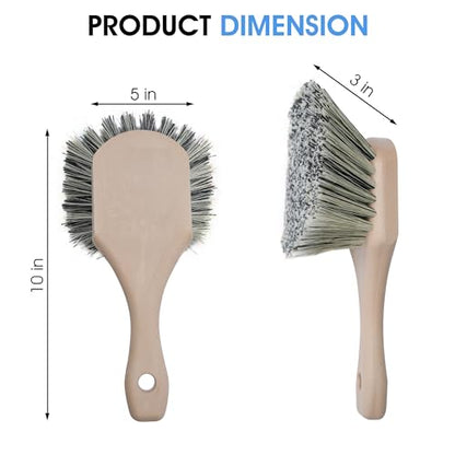 Nanoskin Professional 8.5-Inch Gentle Surface Cleaning Brush with Durable Salt & Pepper Polystyrene Bristles, Compact Short Handle, Resistant to Acids/Detergents, Perfect for Car Detailing & Home Use - size: 8.5"