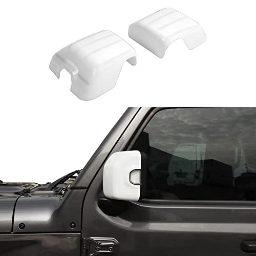 Rearview Mirror Cover Trim Shell Kit Car Rear View Mirror Exterior Decoration Accessories for Jeep Wrangler JL JLU 2018-2022 & Gladiator JT (white) - color: white