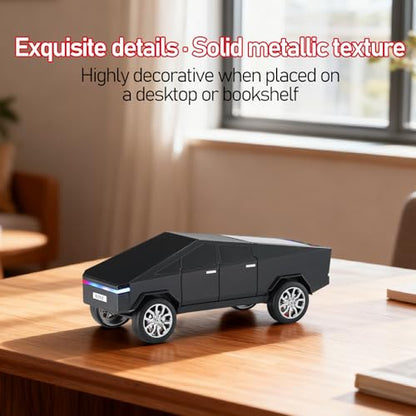 WS-580 Futuristic Pickup Truck Bluetooth Replica Speaker with LED Display Screen – TWS, FM, USB/TF, LED Headlights, Mic, Practical Gift for Car Model Fans, Audio Users & Tech Hobbyists (Black) - color: Black