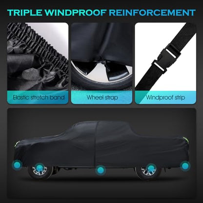 Car Cover Waterproof All Weather Full Outdoor Pickup Truck Cover Rain UV Protection, Size T1 Universal Fit for Ford Ranger/F150 Chevy C10 S10,Nissan Frontier,ect.(Fit Truck Length UP to 220inch) - size: T1 Fit Truck Length Up to 220 Inch