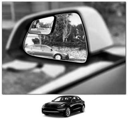 Blind Spot Mirrors - Compatible with Tesla Model 3 - Extended View - Custom Contoured - Convex - Black - Set of 2-2 Piece Set (Left & Right) - size: Model 3