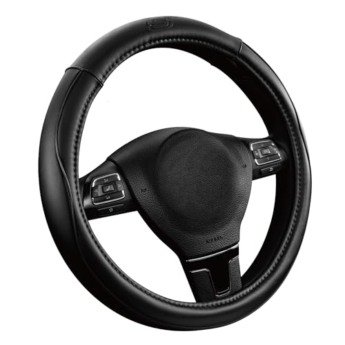 Skechers Memory Foam Steering Wheel Cover,Piping Microfiber Leather Steering Wheel Cover Sporty Universal Fit 14" 1/2-15" Car Wheel Protector for Men Women Fit Suvs,Vans,Sedans,Car,Trucks,Black - color: Black
