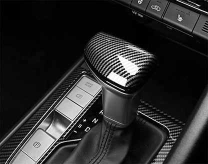 Carbon Fiber ABS Car Gear Shift Knob Cover Trim Shifter Lever Handle Protective Sticker Compatible with Hyundai Elantra 2021-2025 CN7 Accessories - color: Carbon Fiber Style