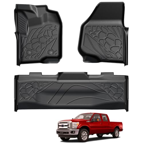 Floor Mats for Ford F250 F350 2016 2015 2014 2013 2012 Super Duty Crew Cab ONLY Without Manual Transfer Shifter, TPE All Weather Durable Front Rear Floor Liners for Ford F-250 F-350 Accessories - size: 2012-2016 | Ford F-250/F-350 Crew Cab