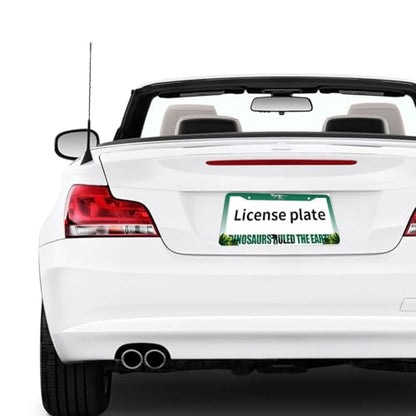 Dinosaur License Plate Frame Green Jurassic Dino Jungle T-Rex Personalise Stainless Steel Funny Design Compatible with Standard License Plate Holder for USA and Canada 6.3 x 12.2 in - color: Dinosaur, size: 6.3 X 12.2 In-1PC