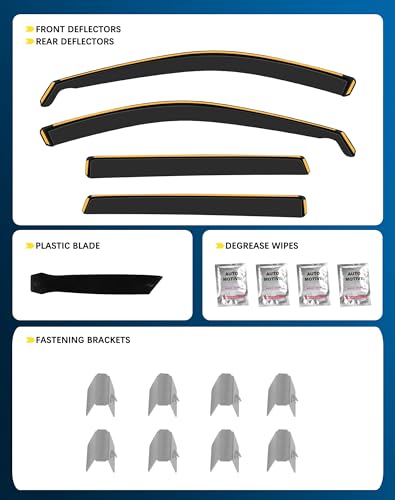 Shatterproof in-Channel Rain Guards for Honda CR-V (CRV) 2012-2016, Clip-on Window Deflectors Vent Window Visors Rain Sun Wind Guards Shade Deflectors, 4 pcs - size: For CR-V 2012-2016
