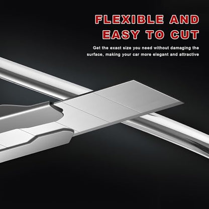 26FT Automotive Chrome Trim Molding, 1/2" (12mm) Wide Car Body Side Decorative Strip, Scratch-Proof Molding Trim Universal Self Adhesive Decoration for Bumper Window Door