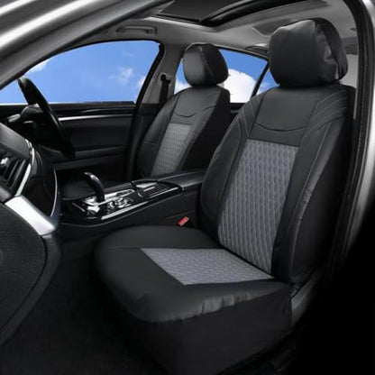 Mandark 4PCS Car Seat Cover, PU Leather Vehicle Seat Protector Full Sets, Waterproof Automotive Front Seats and Rear Bench Protection Guard Accessories, Universal for SUV, Truck, RV (Gray) - color: Gray