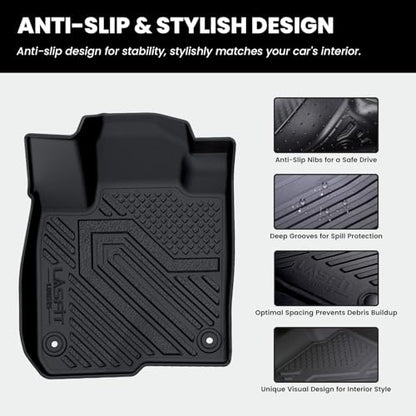 LASFIT Floor Mats & Trunk Mat for Honda Pilot 2016-2022 8 Passenger (No Elite Model), All Weather TPE Custom Fit Floor Liner Accessories, 1st & 2nd & 3rd Row & Cargo Liner with Backrest Mat, Black - style: 4）For Honda Pilot | 2016-2022 | Full Set