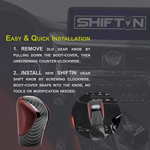Gear Shift Knob Shifter for Lexus ES GS GX is NX RC RX 200t 300 350 3450h 450hL 350L (Rioja Red Rose/Carbon Fiber Pattern) - color: Rioja Red Rose / Carbon Fiber Pattern