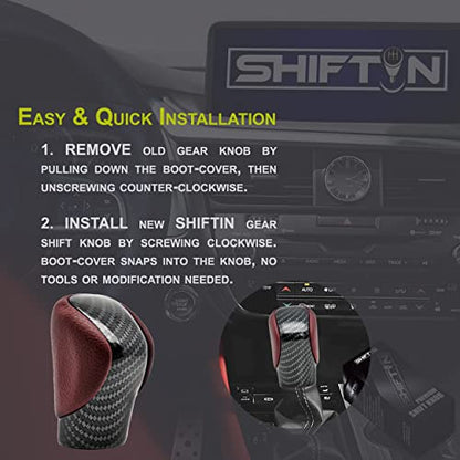 Gear Shift Knob Shifter for Lexus ES GS GX is NX RC RX 200t 300 350 3450h 450hL 350L (Rioja Red Rose/Carbon Fiber Pattern) - color: Rioja Red Rose / Carbon Fiber Pattern