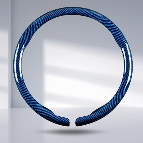 Car Steering Wheel Cover Carbon Fiber Snap On Steering Wheel Accessories Wrap 14.5-15 inch Universal Grip Anti-Skid Protector, Glossy Blue - color: Glossy Blue