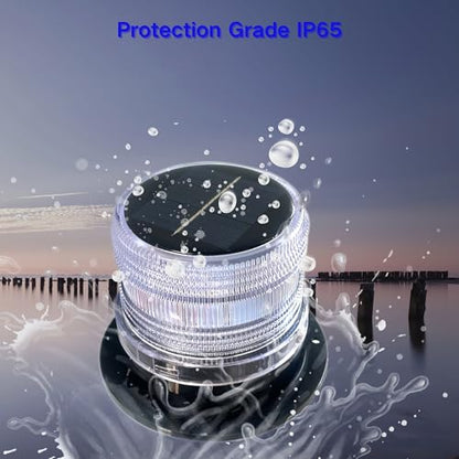 Cloud Fire LED Anchor Light for Boat Yacht, Magnetic Solar Powered Navigation Lamp, IP65 Waterproof & Dustproof, Strobe Warning Light, PC Material,4 Modes (Flashing, Strobe, Steady,Rotation), White - color: White light
