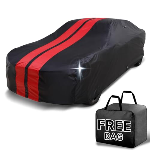 iCarCover Premium Car Cover for 1945-1948 Jaguar Mark IV / MK4 Heavy Duty Waterproof All Weather Automobiles Custom Fit Full Exterior Indoor Outdoor Snow Rain Protection Covers (Stripe - Black/Red) - color: Black / Red (Stripe), size: 4. Mark IV 1945-1948