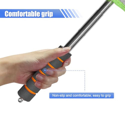 Car Windshield Cleaner Tool, Retractable Rearview Mirror Brush with Extendable Handle, Microfiber Window Washing Pad, Portable Auto Glass Wiper for Car Home Office (Green) - color: Green