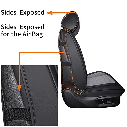 Aierxuan Leather Car Seat Covers Universal Fit Toyota Highlander 4Runner Nissan Altima Honda Chevy Impala Colorado Cruze Malibu Ford Cadillac Lexus Waterproof Cushions (Full Set,Black-Grey) - color: Full Set/Black-Grey
