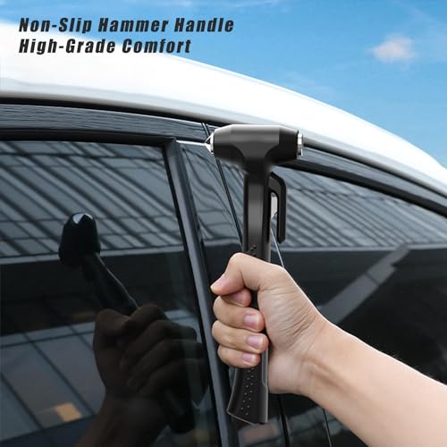 Car Window Breaker, Glass Breaker and Seatbelt Cutter, Emergency Car Glass Safety Hammer, Window Punch Seatbelt Cutter for Family Rescue & Auto Escape Tools(Black) - color: Black