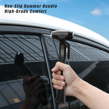 Car Window Breaker, Glass Breaker and Seatbelt Cutter, Emergency Car Glass Safety Hammer, Window Punch Seatbelt Cutter for Family Rescue & Auto Escape Tools(Black) - color: Black