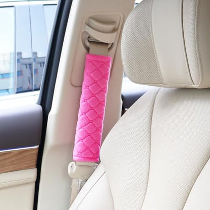 yuntop 2 PCS Car Seat Straps Shoulder Pads Soft Auto Seat Belt Cover Universal Safety Strap Cover Helps Protect Your Neck and Shoulders from Seat Belt Friction (Rose Red) - color: Rose Red