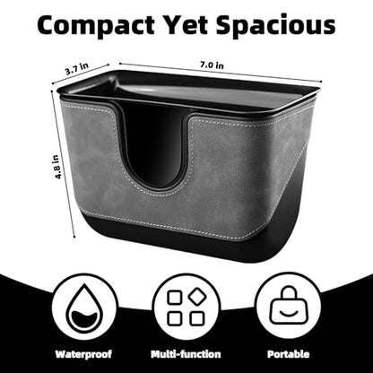 Small Car Trash Can with Double-Layer Design,Leakproof Hanging Car Trash Bin with Large Capacity & Elastic Back Clip,Multi-Purpose Automotive Garbage Can,Vehicle Garbage Bin for SUV Truck (Black)