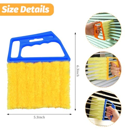 3PCS Blind Cleaner Duster Tool, 7 Fingers Microfiber Handheld Shutter Cleaning Brush for Car Air Conditioner, Detachable Auto Air Vent Dusting Cleaner, Universal for Most Vehicles (Blue) - color: Blue
