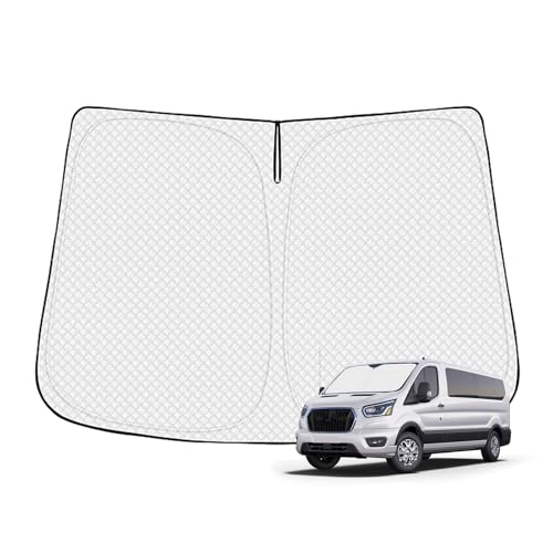 Canvcle Windshield Sun Shade for 2024-2025 2026 Ford Transit 350 Accessories Thicken 6-Layer Front Window Sunshade Cover Sun Visor Protector Foldable Block UV Rays Keep Vehicle Cool - size: 1PCS Ford Transit 350 2024-Present