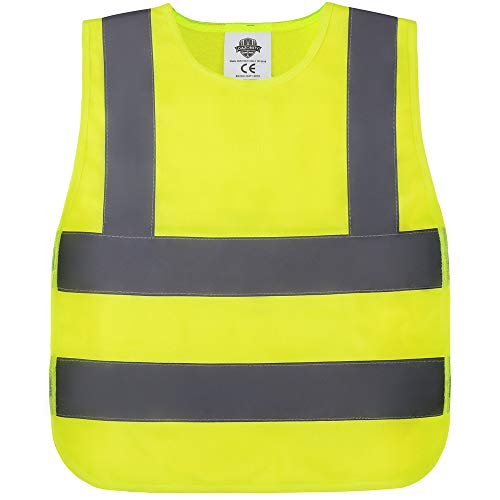 Dazonity kid's High Visibility Safety Vest, Reflective Strips, Fit for Boys & Girls, Walking or Back to School, - color: Yellow-s-1pc, size: 3-6 Years
