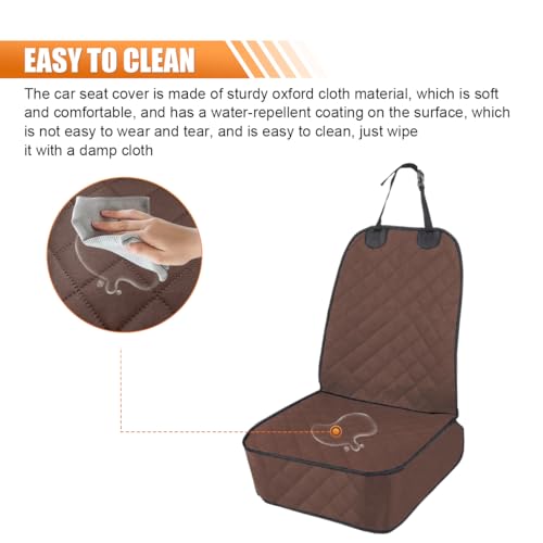 ZIMISI Dog Car Seat Cover, Waterproof & Scratch Proof Car Seat Protector with Side Flaps, Nonslip Front Car Seat Covers with Safety Belt, Universal Dog Mat for Cars, SUVs, Trucks (Coffee) - color: Coffee