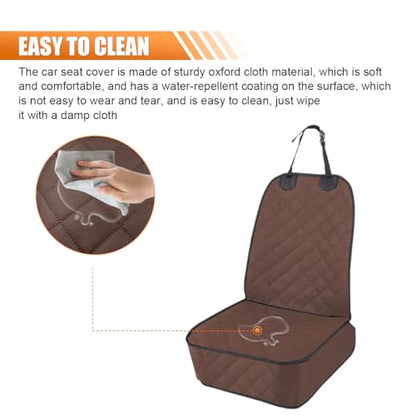 ZIMISI Dog Car Seat Cover, Waterproof & Scratch Proof Car Seat Protector with Side Flaps, Nonslip Front Car Seat Covers with Safety Belt, Universal Dog Mat for Cars, SUVs, Trucks (Coffee) - color: Coffee