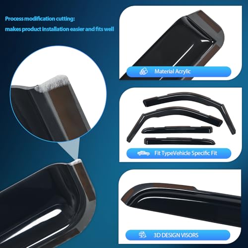 Nilight in Channel Rain Guards for Dodge RAM 1500 2019-2026 Crew Cab Side Window Vent Visors for Rainy Weather, Highway Driving, Sun Glare & Wind Noise Reduction-4pcs - size: RAM 1500 2019-2026 Crew Cab