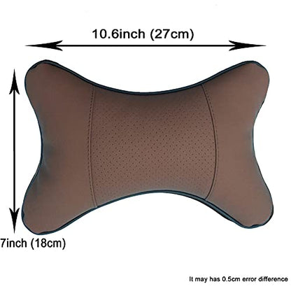 Car Neck Pillows 2pcs Pack Car Headrest Pillow Pu Leather Car Cervical Pillows for Traveling Car Pillows Filled by Fiber (Brown) - color: Brown