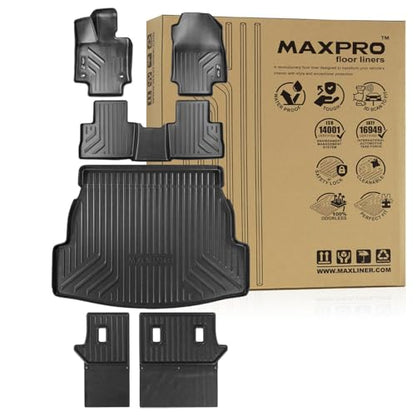 Premium MAXPRO Floor Mats for 2019-2025 Toyota RAV4 | Custom Fit TPE Floor Liners 1st 2nd Row & Cargo Mat Seat Back Protector | All Weather Waterproof Heavy Duty Car Mats RAV4 Accessories Full Set - size: 2019-2025 Toyota Rav4 Complete Set