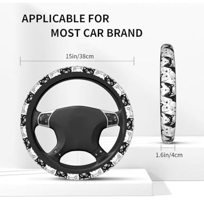 Cat Steering Wheel Covers Non Slip Neoprene Universal 15 Inch Steering Wheel Protector Car Cover for Men Women - color: Cat2