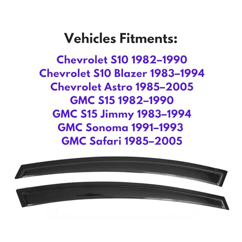 IG Window Visors Fit for 1982–1990 Chevrolet S10/GMC S15, 1983-1994 S10 Blazer/S15 Jimmy, Out-Channel Rain Guards Vent Wind Deflectors 2PC, 1985-2005 Chevy Astro/GMC Safari, 1991-1993 GMC Sonoma - size: 1982-1990 S10/S15 & 1985-2005 Astro/Safari