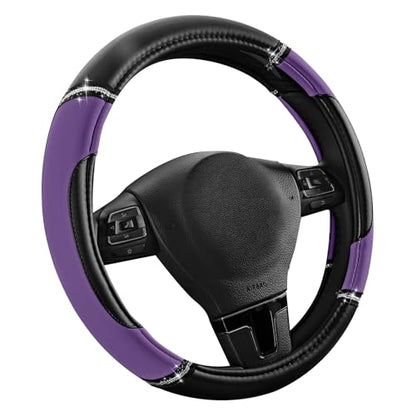 Road Comforts Leather Steering Wheel Cover - Made with PVC Leather - Anti-Slip, Universal Fit 14 1/2 inches to 15 inches - Purple - color: Purple