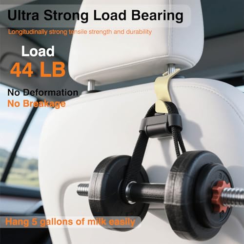 Car Seat Hooks & Purse Holder - 4 Pack Boxed,55 lb Heavy Duty,Eco PP Car Hooks for Purse/Bag/Baby Gear/Gym Bag/Groceries/Cup/,Fits 0.32-0.55”Car Headrest Rods (Beige-2) - color: Beige-2