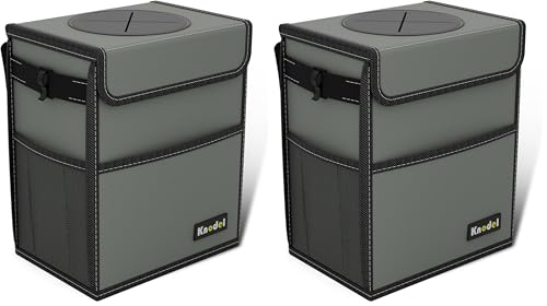 K KNODEL Car Trash Can, Waterproof Garbage Can, Trash Bag with Lid, Leak-Proof Car Bin, Trash Hanging Bag for SUV (Medium, Gray) (Pack of 2) - color: Gray, size: Medium (Pack of 2)