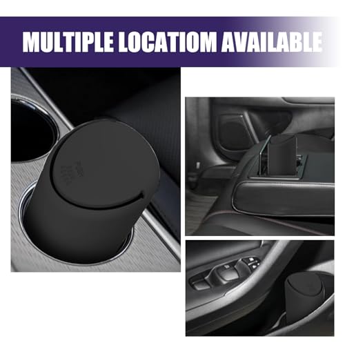 1 Pack Car Trash Can Replacement, Automatic Rebound Design, 2.5In x 6.2In Cylindrical Soft Silicone Automotive Storage Accessories, Universal Waterproof Vehicle Trash Bucket (Black)