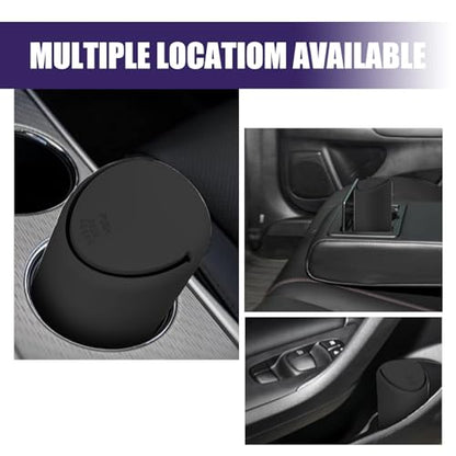 1 Pack Car Trash Can Replacement, Automatic Rebound Design, 2.5In x 6.2In Cylindrical Soft Silicone Automotive Storage Accessories, Universal Waterproof Vehicle Trash Bucket (Black)