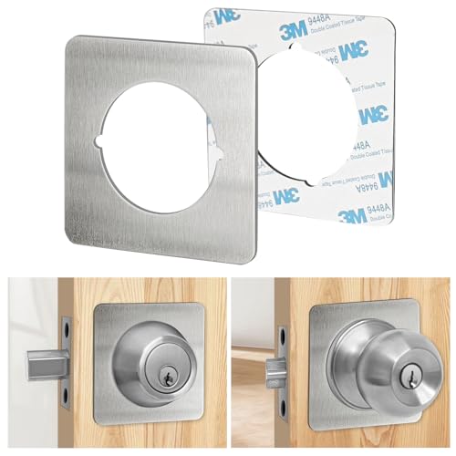 Door Knob Backing Plates Square, Satin Nickel, Door Reinforcement Plate, Scar Plates for Door Knob/Deadbolt, Door Handle Cover Filler Fixing Repair Backplate - color: Satin Nickel, size: 2 pcs