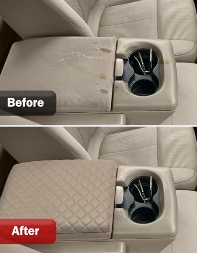 KBH Center Console Armrest Cushion Cover for Ford F150 2004 2005 2006 2007 2008 2009 2010, 40/20/40 Jump Seat, Vinyl Leather Trim, Anti-Scratch, Beige