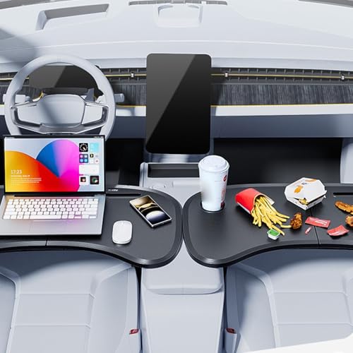 Foldable Car Tray for Ford F-150 1980–2025 2026, Portable Laptop Desk & Eating Table with Cup Holder, Interior Accessory for Remote Work & Road Trips, Anti-Slip Surface