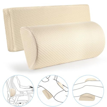 Lumbar Support Pillow for Bed Sleeping Couch, Relief Lower Back Pain, Waterproof Small Lumbar Pillow for Car, Recliner Cushions for Elderly, Memory Foam Office Chair Lower Back Support Cushion