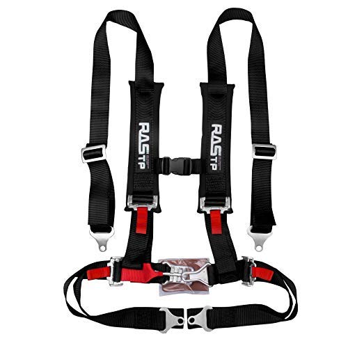 RASTP 4 Point Safety Harness Set with Ultra Comfort Heavy Duty Shoulder Pads,(Pack of 1) (Black)