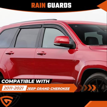 Rain Guards Fit for Jeep Grand Cherokee 2011 2012 2013 2014 2015 2016 2017 2018 2019 2020 2021, Tape-On Side Window Deflector Durable 2011-2021 Grand Cherokee Rain Guard Black 4 PCS - size: Fit for Jeep Grand Cherokee 2011-2021