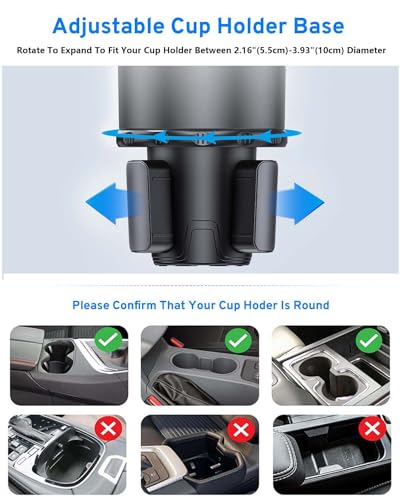 Cup Holder Expander for car 2 in 1 Multifunctional Car Cup Holder Extender Adapter with Adjustable Base Compatible with Hydro Flask,Yeti, Nalgene,32/40 oz Large Bottles Drinks Mugs,Bigcup-Small - size: Small